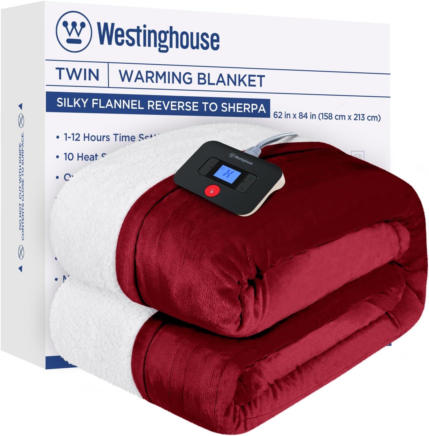Westinghouse Heated Throw Blanket, Electric Blanket Throw with 6 Heating Levels and 2-10 Hours Time Settings, Flannel to Sherpa Super Cozy Heated Blanket Machine Washable, 50x60 inch, Charcoal