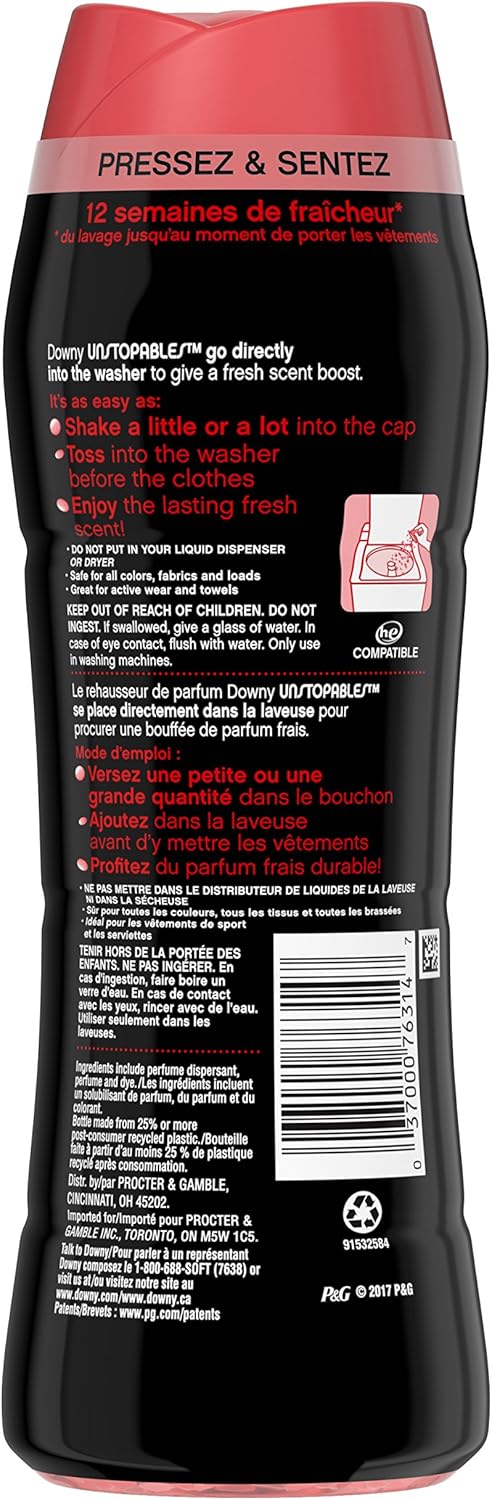 Downy Unstopables In Wash Scent Booster Beads, Fresh Scent, 24 oz, Downy Scent Booster Beads, Unstoppable Laundry Beads, Odor Protection