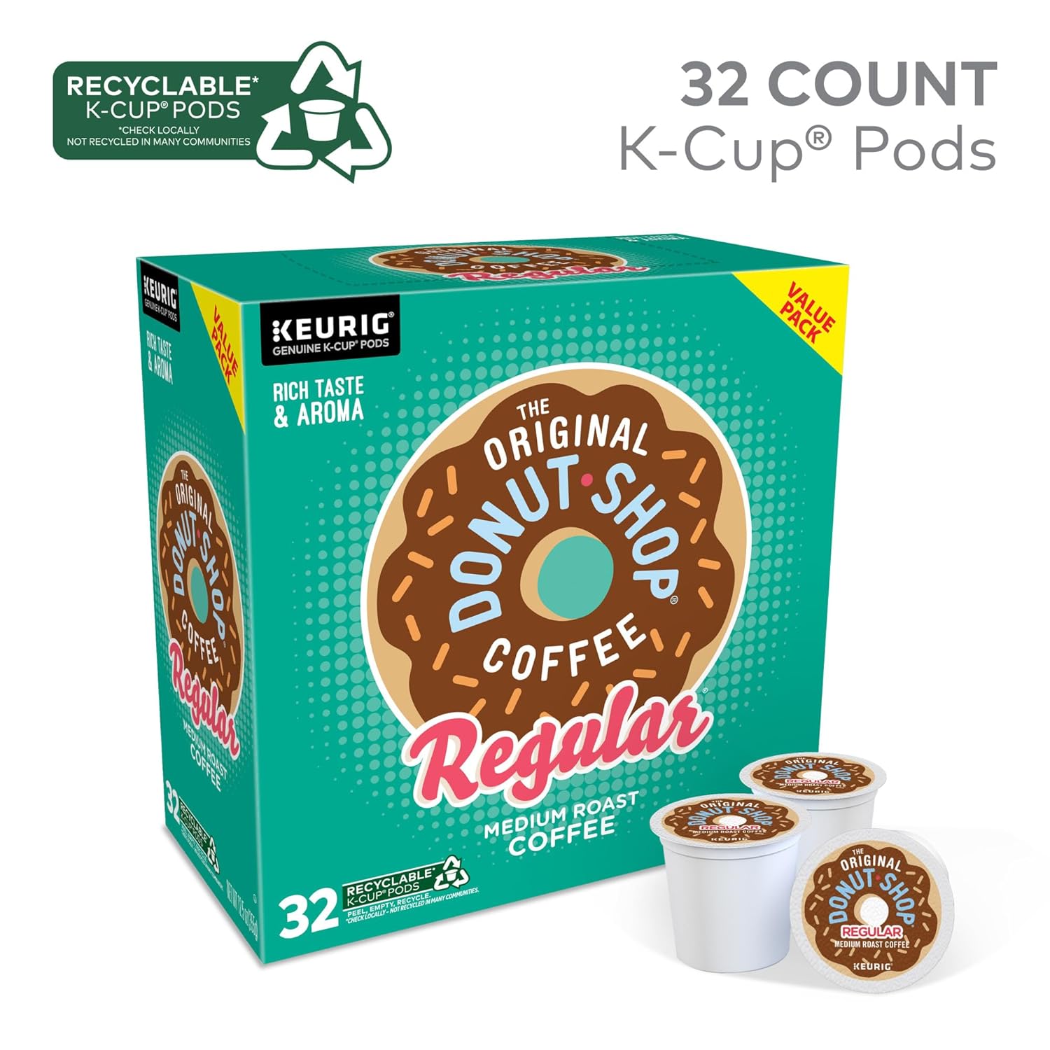 The Original Donut Shop Regular Keurig Single-Serve K-Cup Pods, Medium Roast Coffee, 96 Count