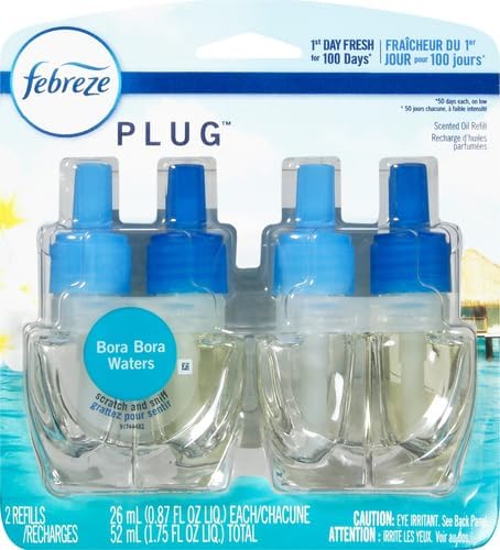 Febreze Plug in Air Fresheners for Home, Air Freshener Plug in, Wall Diffuser, Ocean Scent, Odor Fighter for Strong Odors, 1 Warmer + 2 Oil Refills