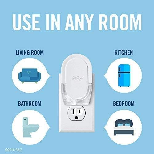 Febreze Plug in Air Fresheners for Home, Air Freshener Plug in, Wall Diffuser, Ocean Scent, Odor Fighter for Strong Odors, 1 Warmer + 2 Oil Refills