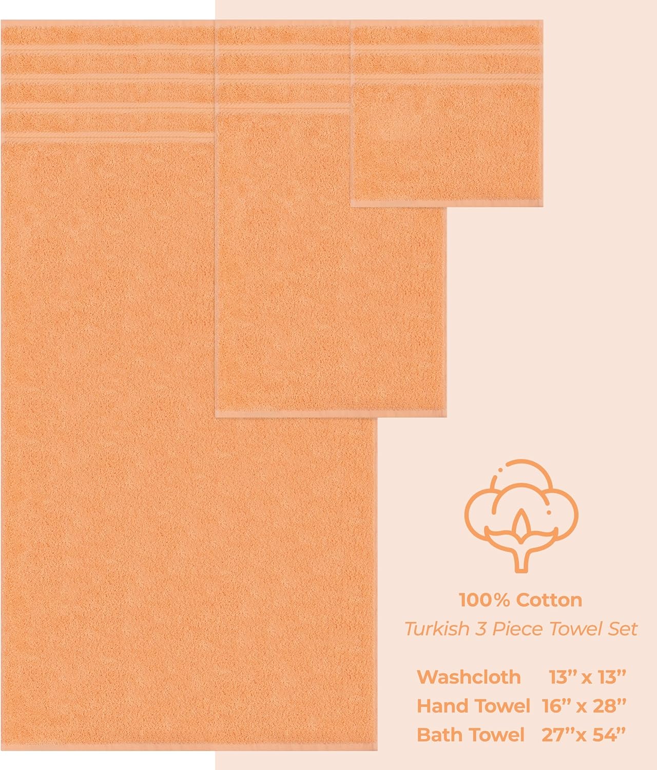 American Soft Linen Luxury 6 Piece Towel Set, 2 Bath Towels 2 Hand Towels 2 Washcloths, 100% Cotton Turkish Towels for Bathroom, Light Grey Towel Sets