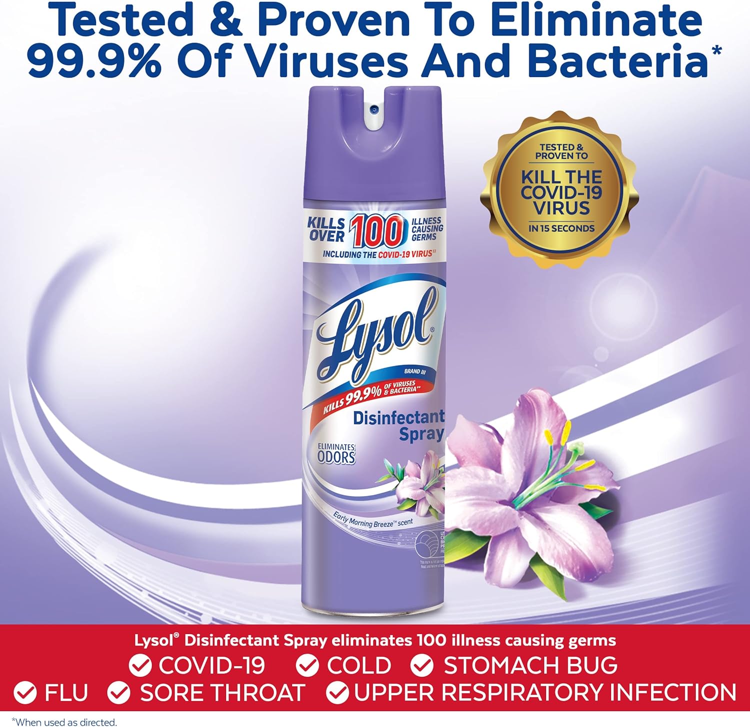 Lysol Disinfectant Spray, Sanitizing And Antibacterial Spray, For Disinfecting And Deodorizing, Early Morning Breeze, 19 Fl Oz (Pack Of 2), Packaging May Vary