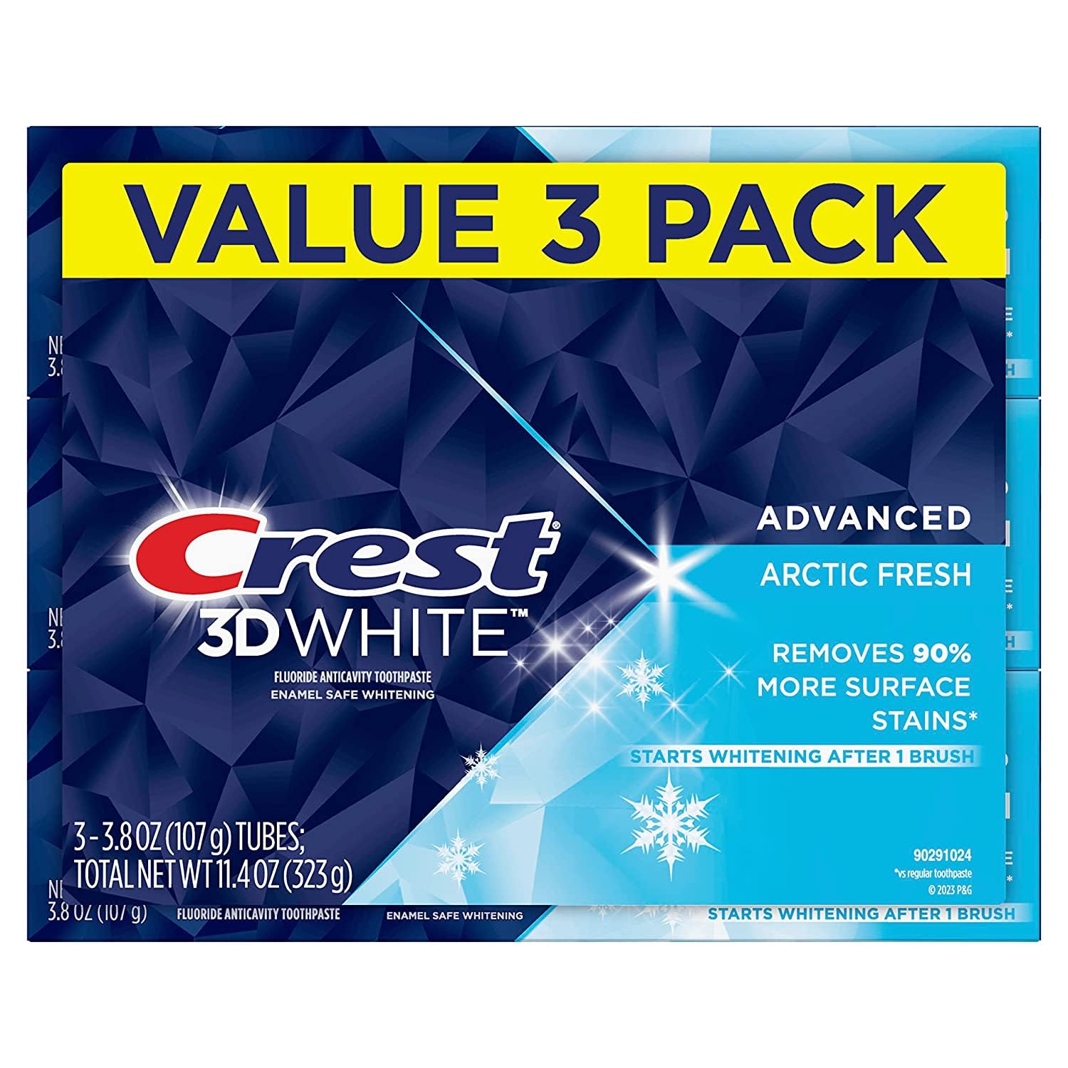 Crest 3D White Advanced Luminous Mint Teeth Whitening Toothpaste, 3.7 oz Pack of 4 - Helps Remove Surface Stains, Whitens Teeth, Strengthens Tooth Enamel, Protects Against Cavities