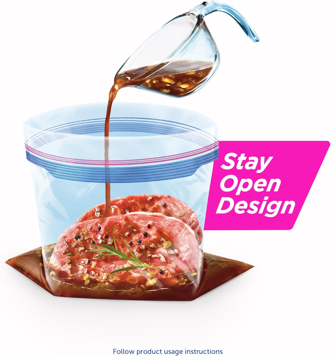 Ziploc Gallon Food Storage Freezer Bags, Stay Open Design with Stand-Up Bottom, Easy to Fill, 28 Count