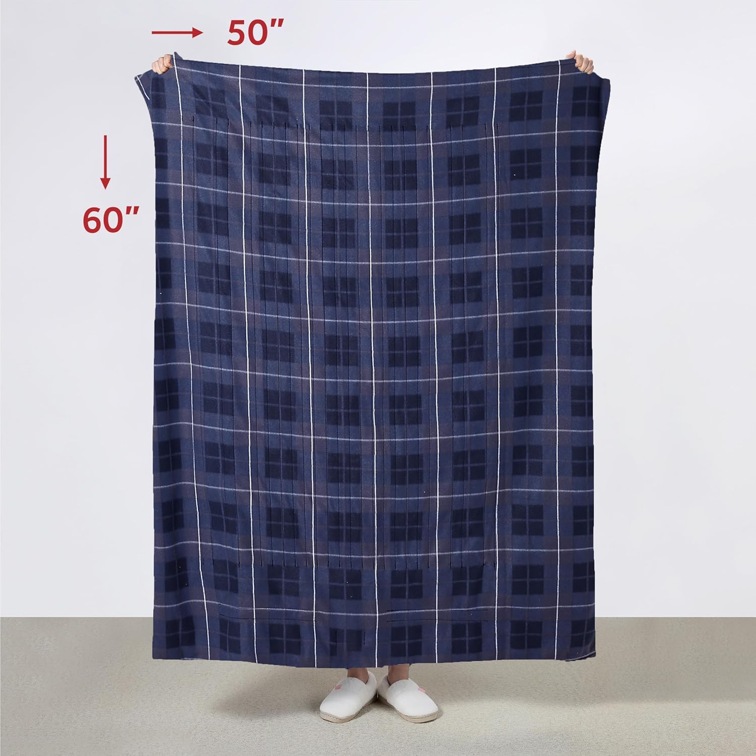 Sunbeam Royal Ultra Rodeen Blue Plaid Heated Personal Throw / Blanket, Cozy-Warm, Adjustable Heat Settings