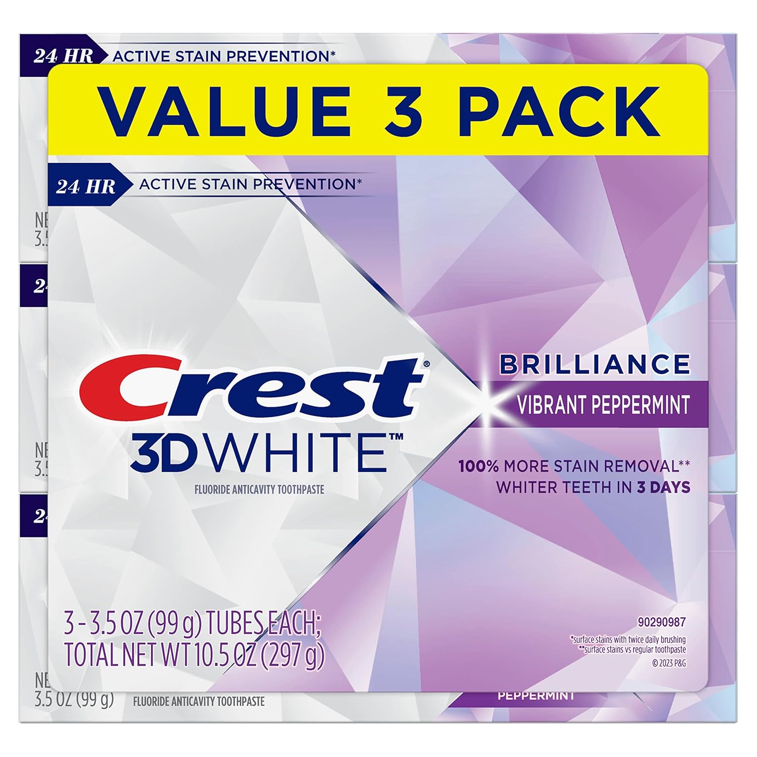 Crest 3D White Advanced Luminous Mint Teeth Whitening Toothpaste, 3.7 oz Pack of 4 - Helps Remove Surface Stains, Whitens Teeth, Strengthens Tooth Enamel, Protects Against Cavities