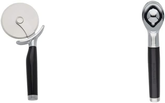 KitchenAid Classic Pizza Wheel with Sharp Blade For Cutting Through Crusts, Pies and More, Built In Finger Guard for Safety and Comfort Grip to Protect Fingers, Dishwasher Safe, 9-Inch, Black