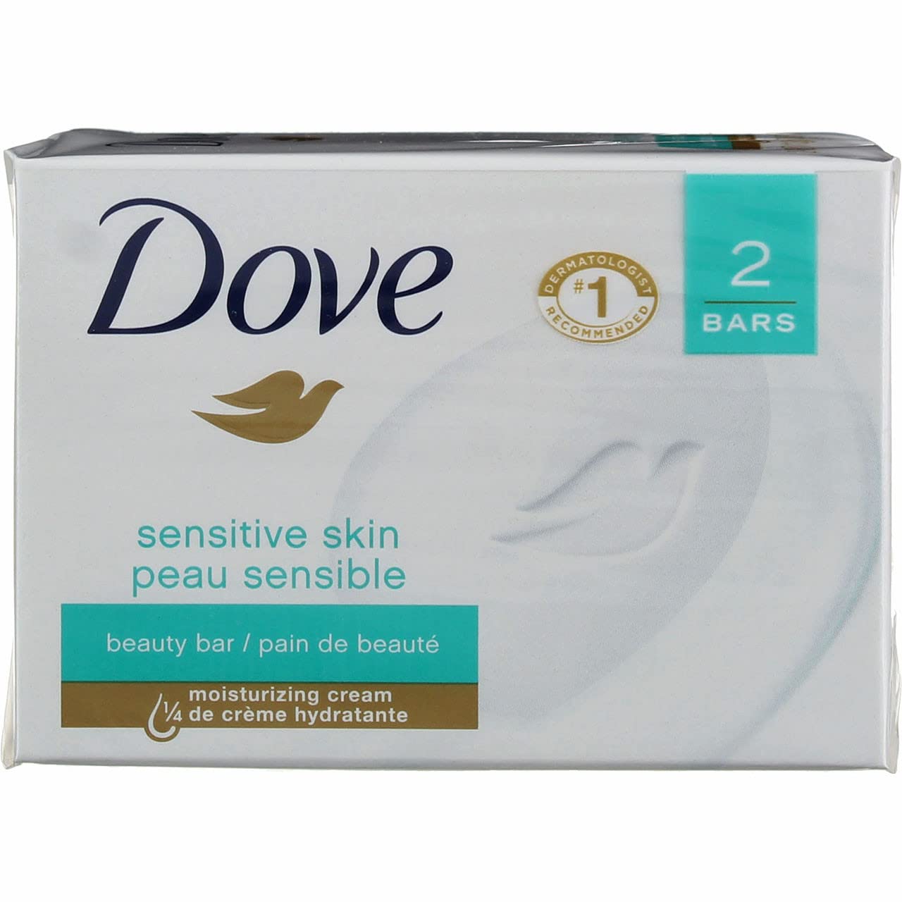 Dove Beauty Bar More Moisturizing Than Bar Soap for Softer Skin, Fragrance-Free, Hypoallergenic Beauty Bar Sensitive Skin With Gentle Cleanser 3.75 oz 14 Bars