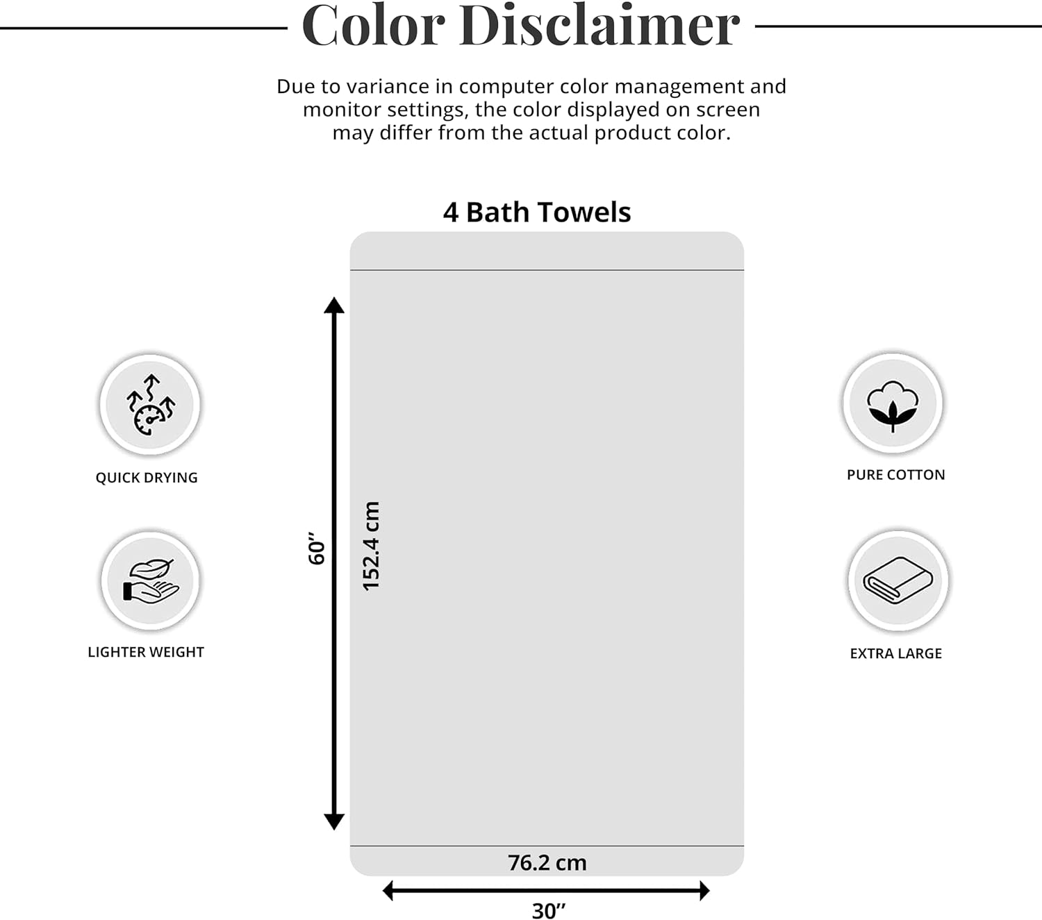 Tens Towels Extra Large Bath Towels 30 x 60 Inches, 100% Cotton, Larger & Lighter, Quicker to Dry, Lighter Weight, Super Soft and Absorbent, Perfect Bathroom Towels