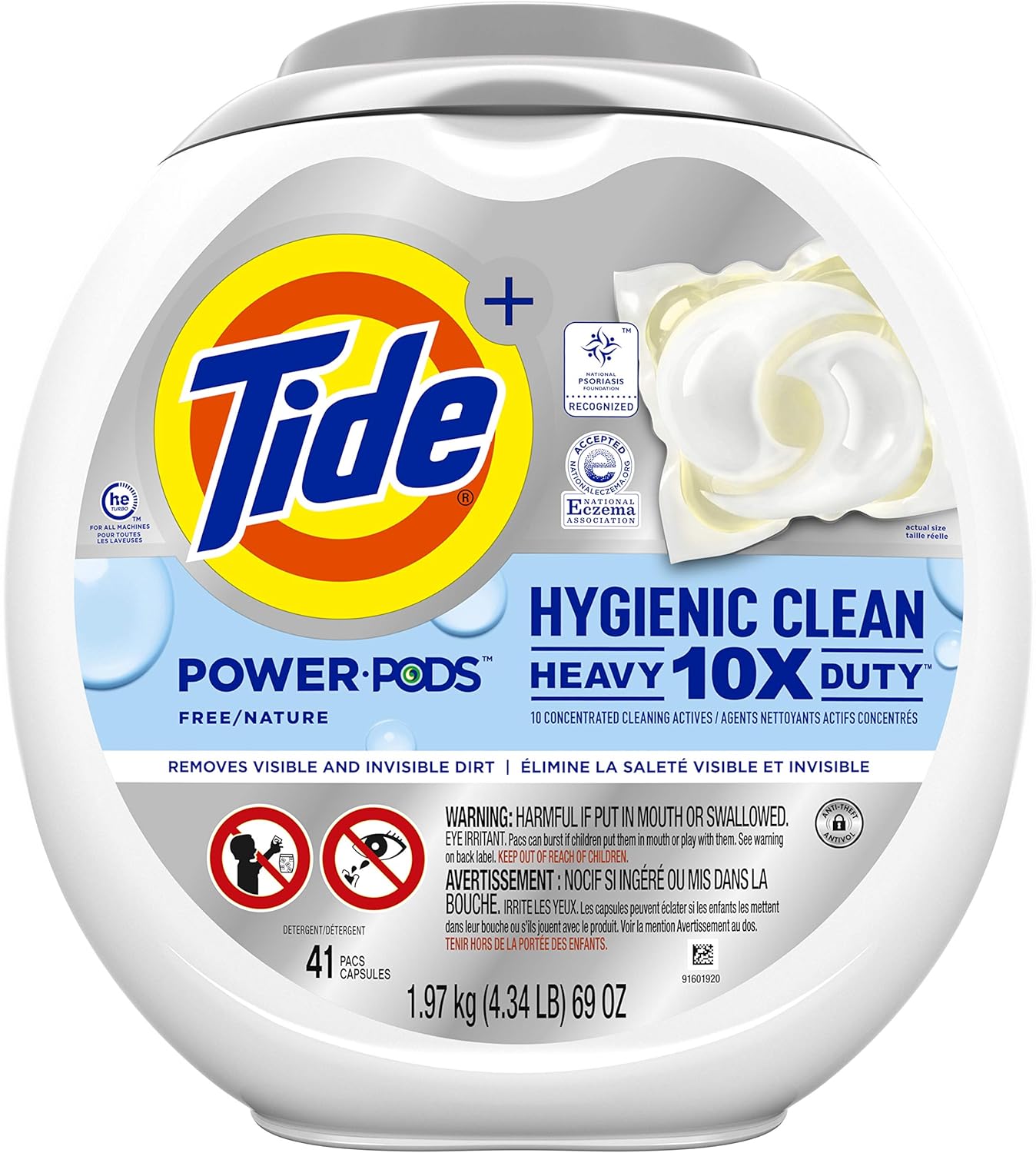 Tide Hygienic Clean Heavy 10x Duty Power PODS Laundry Detergent Pacs For Visible and Invisible Dirt, Spring Meadow Scent, 45 Count