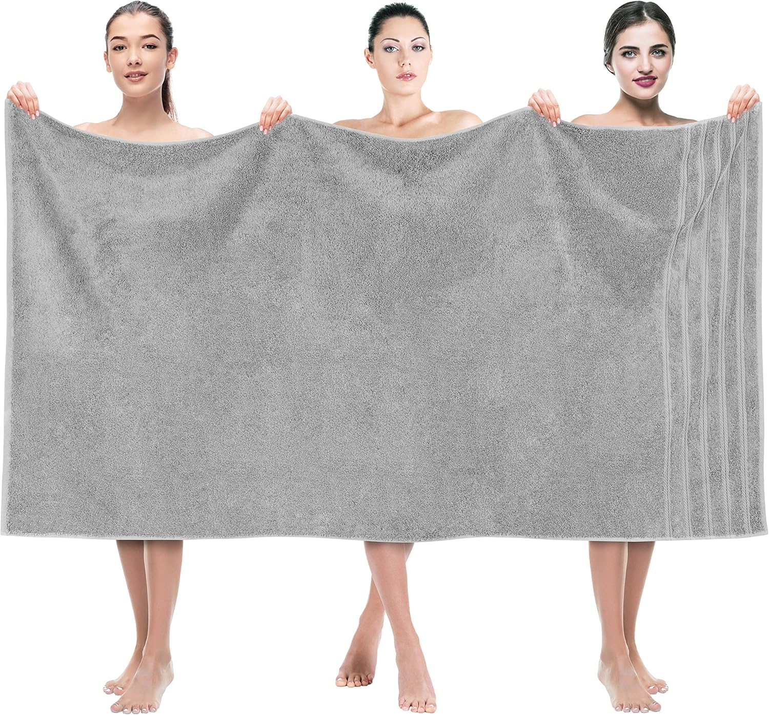 American Soft Linen Luxury 6 Piece Towel Set, 2 Bath Towels 2 Hand Towels 2 Washcloths, 100% Cotton Turkish Towels for Bathroom, Light Grey Towel Sets