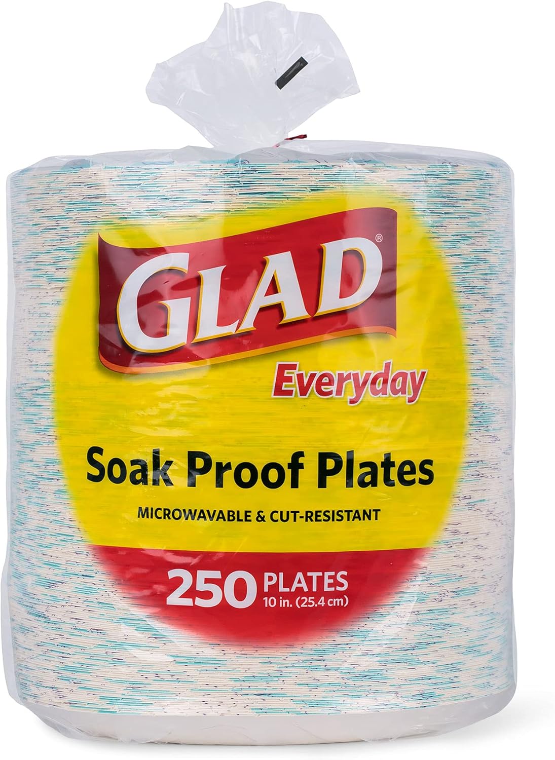 Glad Round Disposable Paper Plates 10 in, Blue Flower|Soak Proof, Cut Proof, Microwave Safe Heavy Duty Paper Plates For Parties|50 Count Bulk Paper Plates 10 Inch