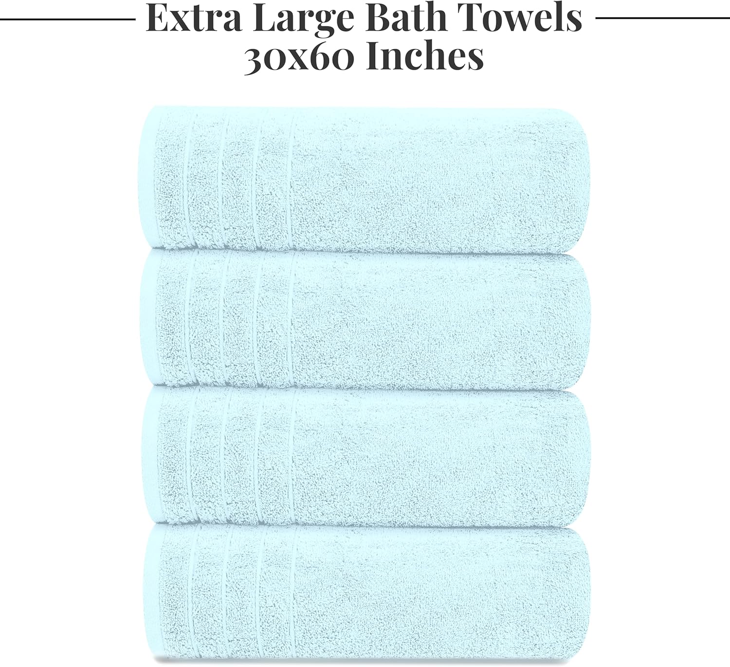 Tens Towels Extra Large Bath Towels 30 x 60 Inches, 100% Cotton, Larger & Lighter, Quicker to Dry, Lighter Weight, Super Soft and Absorbent, Perfect Bathroom Towels