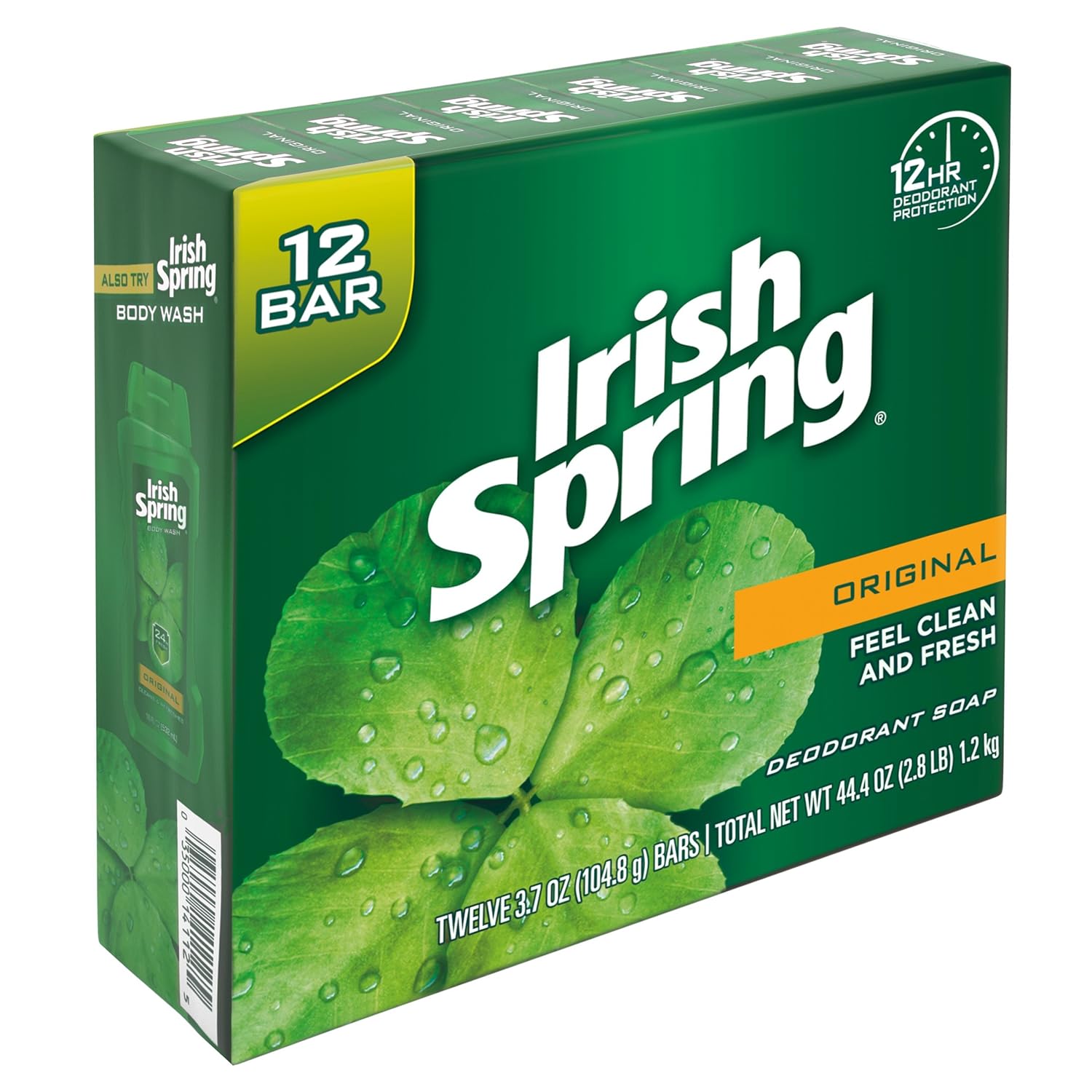 Irish Spring Bar Soap for Men, Original Clean, Smell Fresh and Clean for 12 Hours, Men Soap Bars for Washing Hands and Body, Mild for Skin, Recyclable Carton, 3.7 Ounce - 3 Count (Pack of 8)
