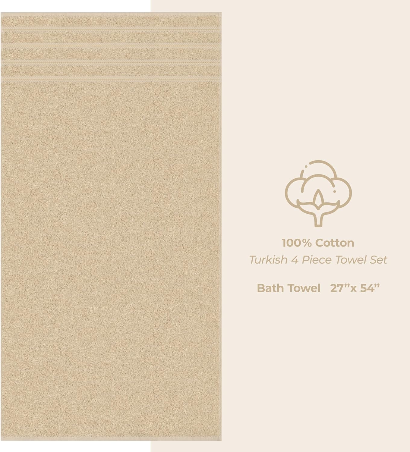 American Soft Linen Luxury 6 Piece Towel Set, 2 Bath Towels 2 Hand Towels 2 Washcloths, 100% Cotton Turkish Towels for Bathroom, Light Grey Towel Sets