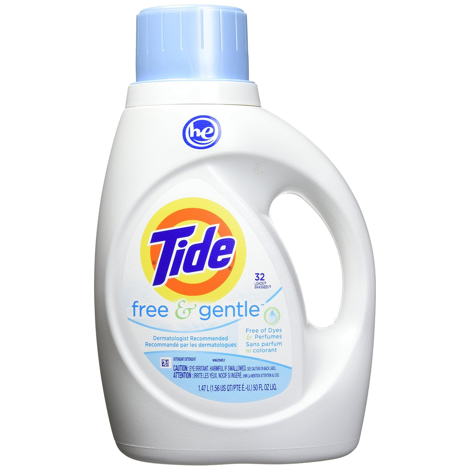 Tide Free & Gentle Laundry Detergent Liquid, HE Compatible, 100 Loads, 132 fl oz Hypoallergenic Laundry Detergent for Sensitive Skin