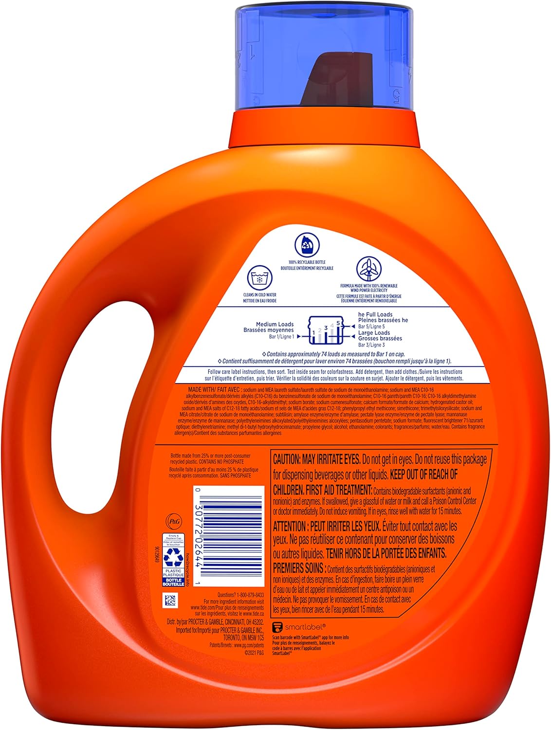 Tide Ultra Oxi Liquid Laundry Detergent, 59 Loads, 84 fl oz, HE Compatible