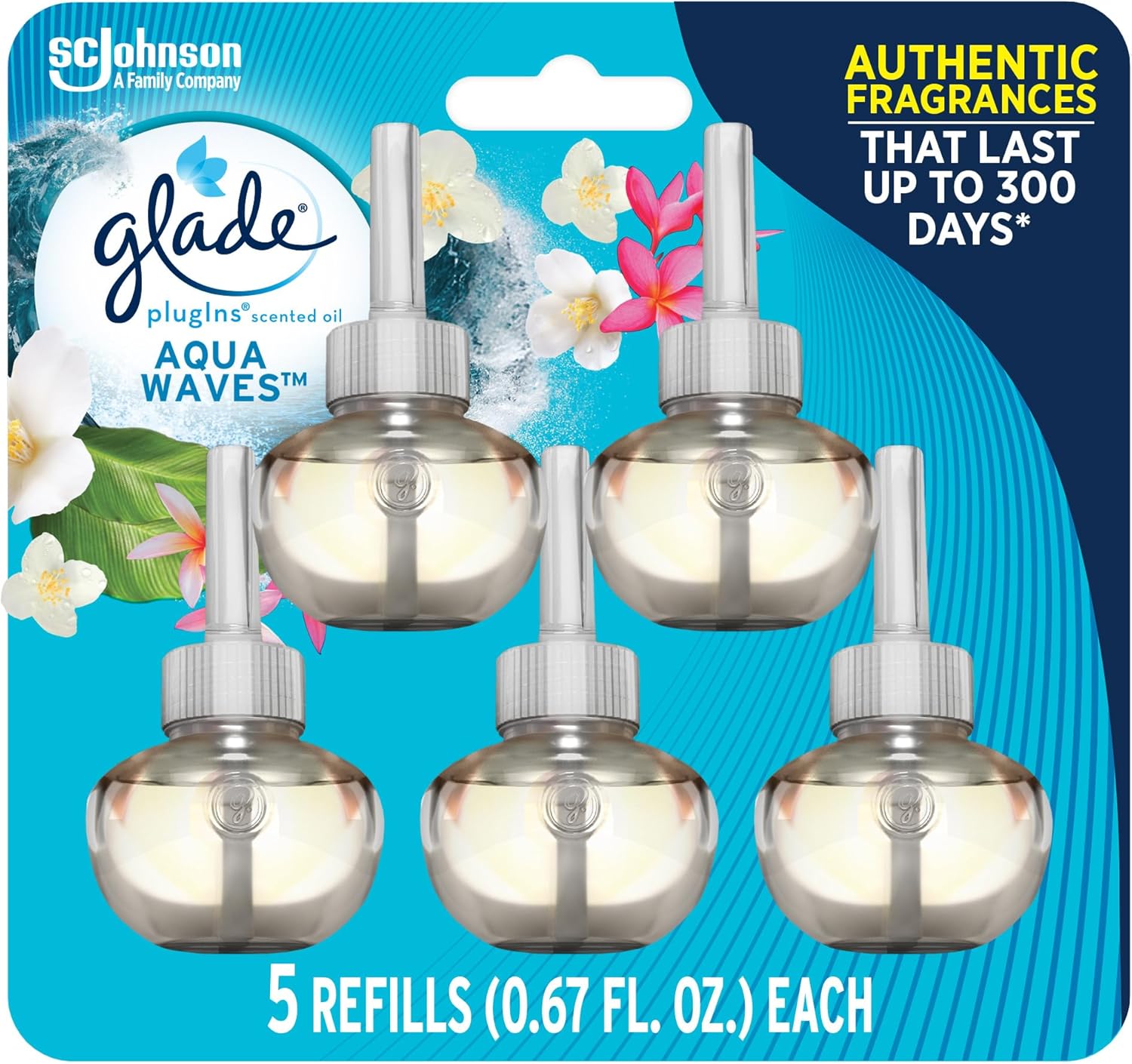 Glade PlugIns Refills Air Freshener, Scented and Essential Oils for Home and Bathroom, Apple Cinnamon, 3.35 Fl Oz, 5 Count