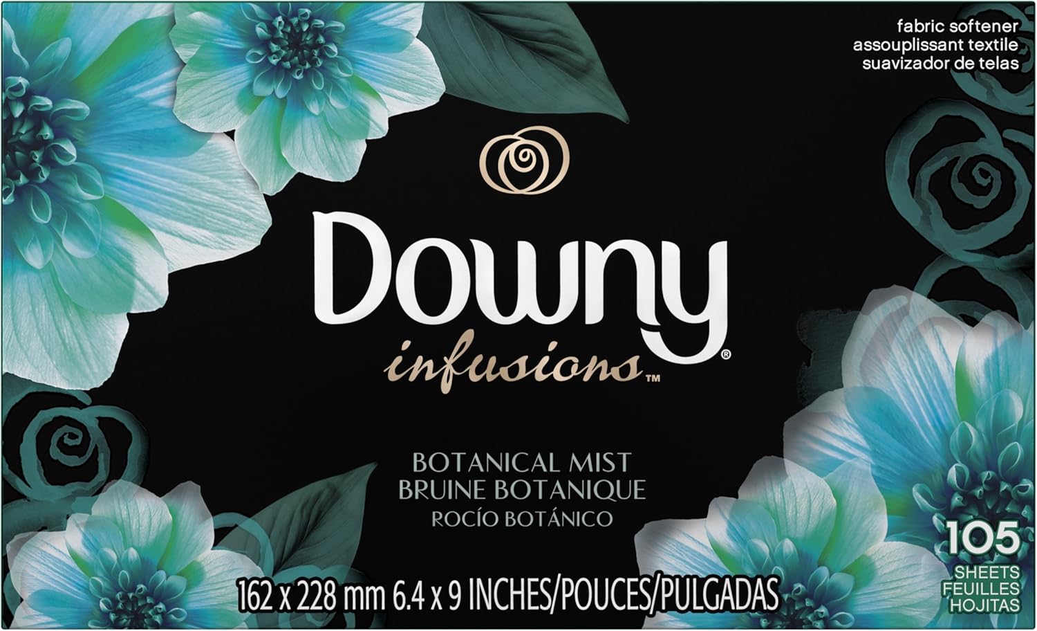 Downy Infusions Mega Dryer Sheets, Laundry Fabric Softener, CALM, Lavender and Vanilla Bean, 180 Count (3 box of 60 sheets)