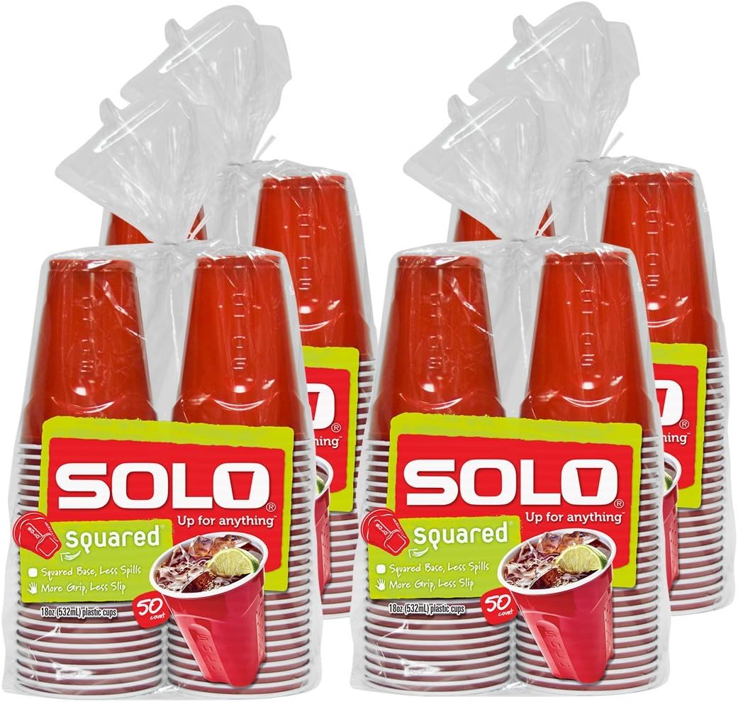 SOLO Cup Company Red Squared Plastic Party, 18 Ounce, 200 Count