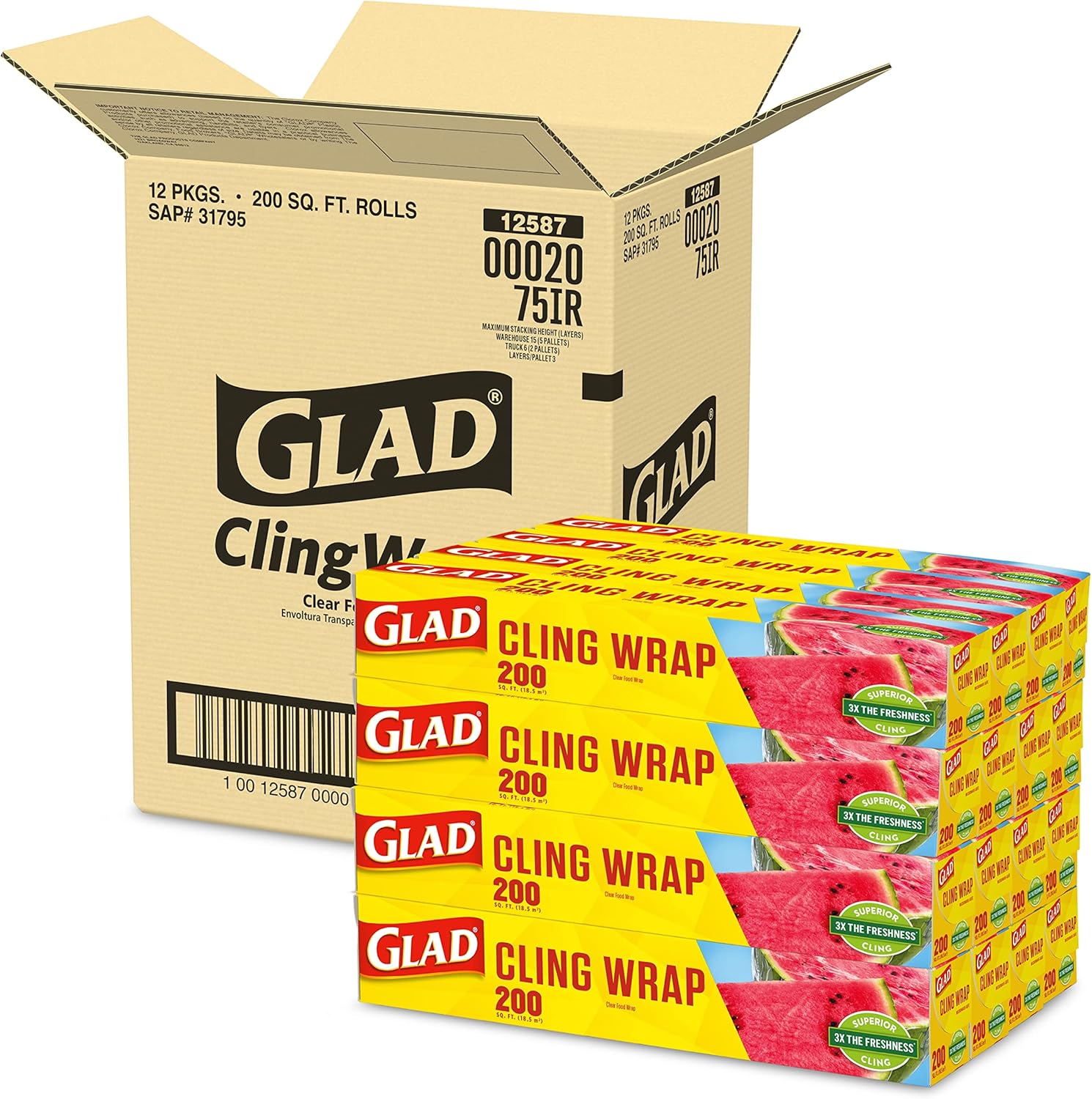 Glad® Press'n Seal® Plastic Food Wrap - 100 Square Foot Roll - 3 Pack (Package May Vary)