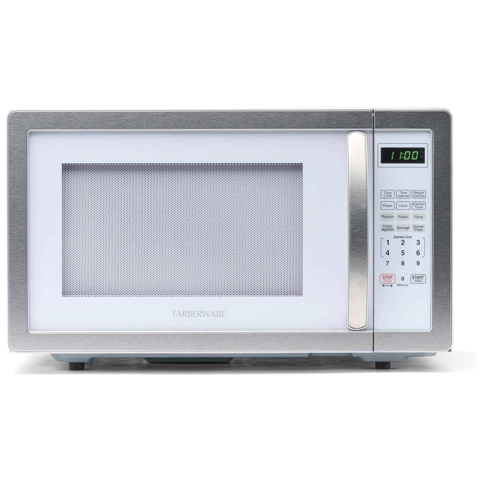 Farberware Countertop Microwave 1000 Watts, 1.1 cu ft - Microwave Oven With LED Lighting and Child Lock - Perfect for Apartments and Dorms - Easy Clean Stainless Steel