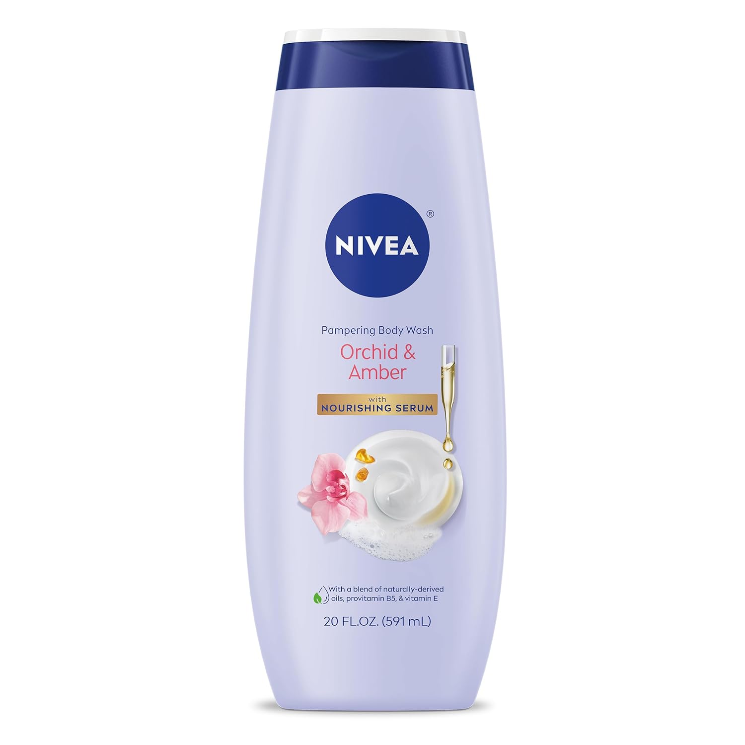 NIVEA Coconut and Almond Milk Pampering Body Wash, Moisturizing Body Wash with Nourishing Serum, Plant-Derived Oils, Essential Skin Lipids and Vitamins, 20 Fl Oz Bottle