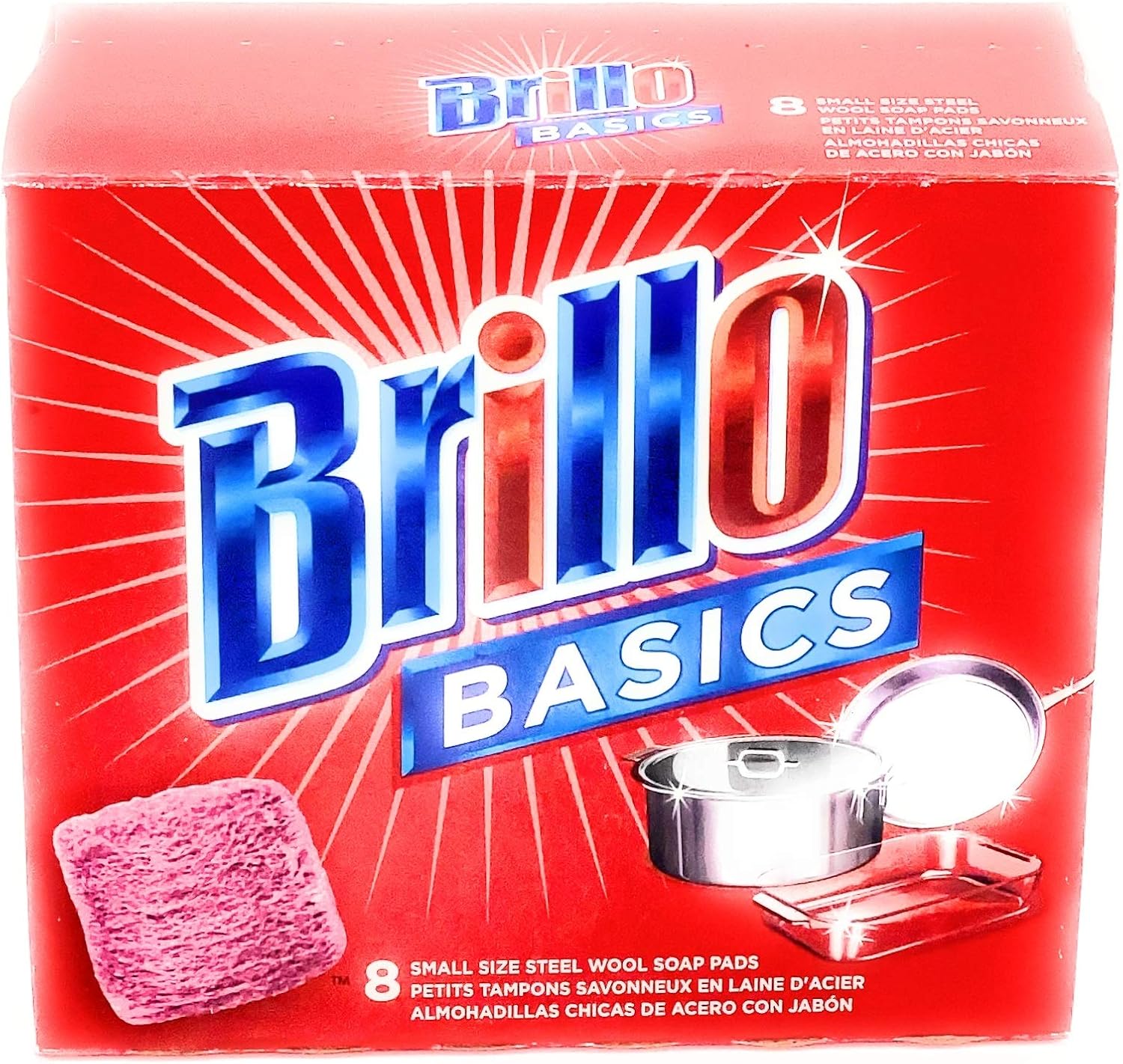 Brillo Basics Steel Wool Scrub Pads, 8-ct. Box