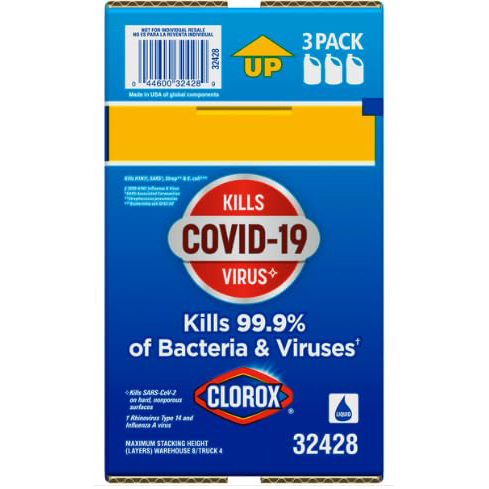 Clorox Bleach Liquid Cleaner for Laundry and Bathroom, HE Performance Bleach, 121 oz. Bottle 3 Pack, Wholesalehome Reusable Cleaning Glove and Cloth Included