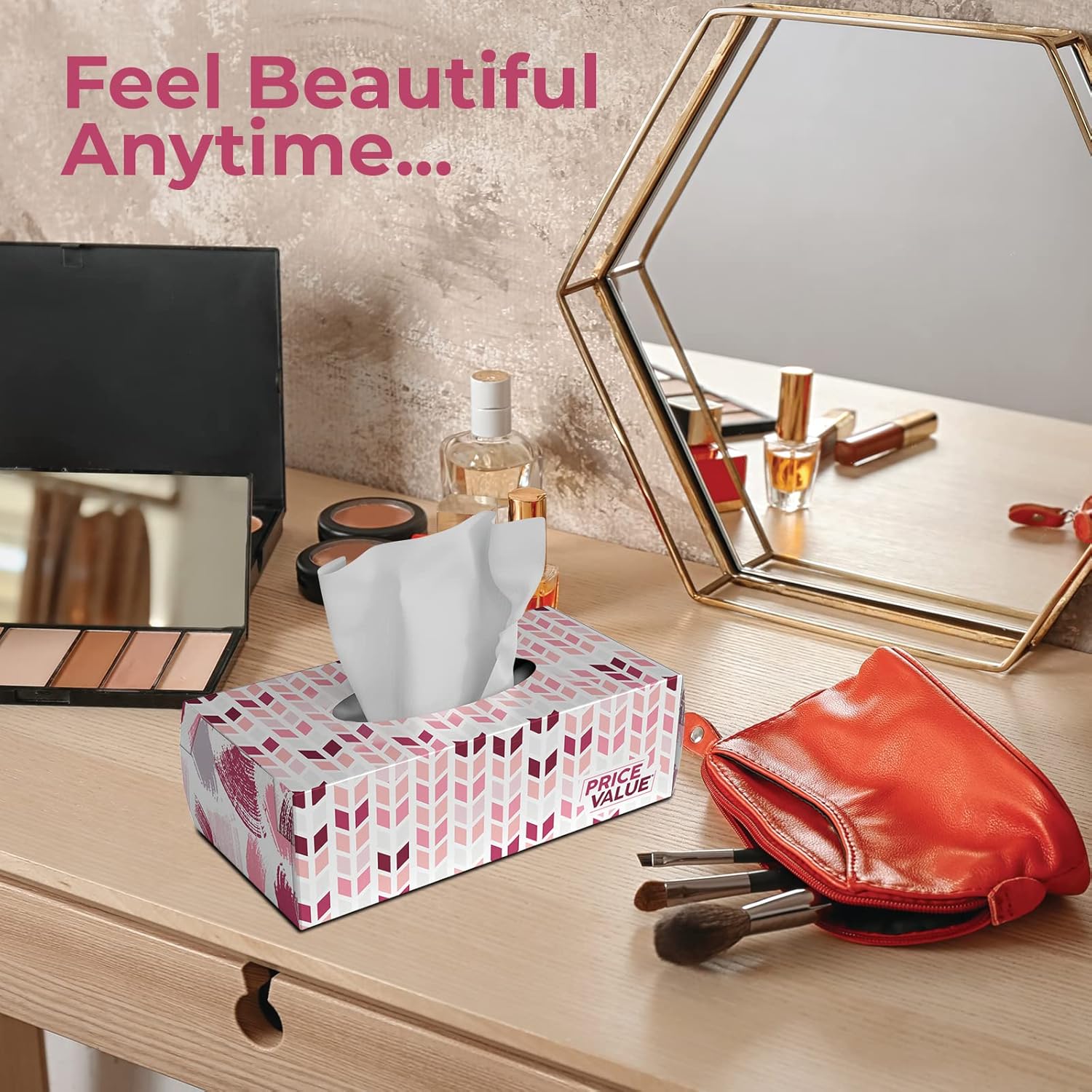 Premium Facial Tissues 230 Sheets Per Box 8 Boxes. Soft Gentle and Durable in A Stylish Box - 1,840 Sheets