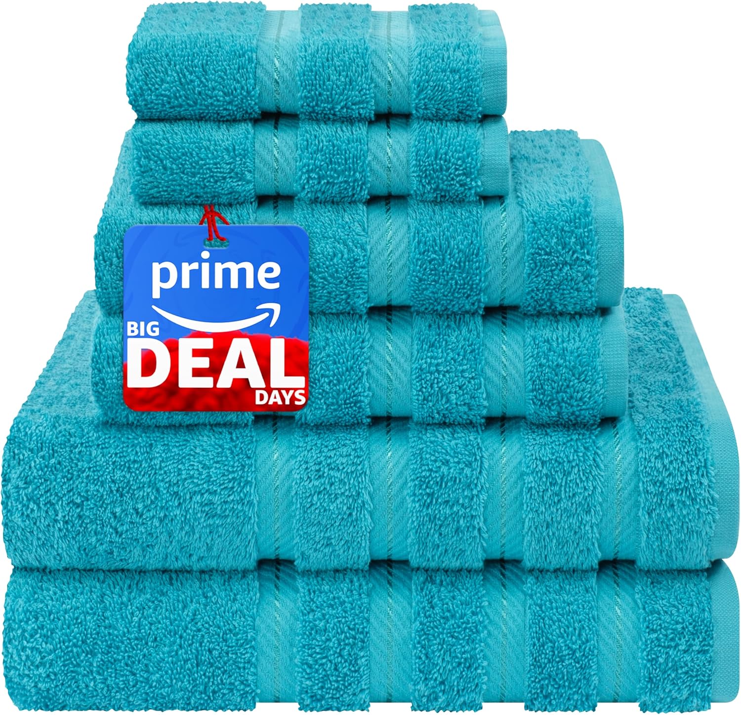 American Soft Linen Luxury 6 Piece Towel Set, 2 Bath Towels 2 Hand Towels 2 Washcloths, 100% Cotton Turkish Towels for Bathroom, Light Grey Towel Sets