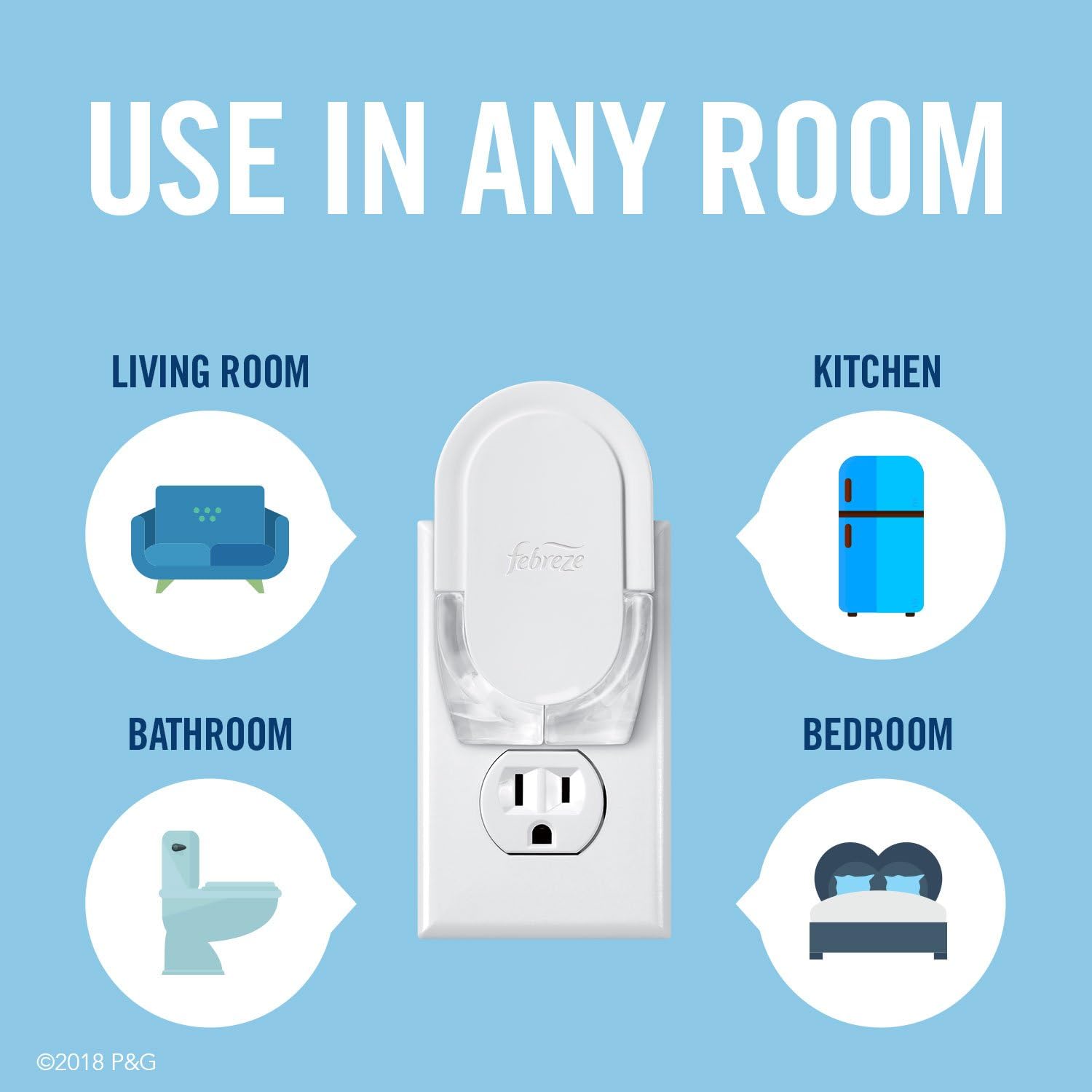 Febreze Plug in Air Fresheners for Home, Air Freshener Plug in, Wall Diffuser, Ocean Scent, Odor Fighter for Strong Odors, 1 Warmer + 2 Oil Refills