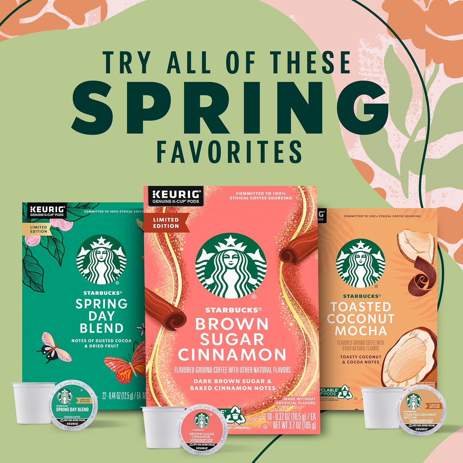 Starbucks K-Cup Coffee Pods, Starbucks Blonde Roast Coffee, Veranda Blend for Keurig Brewers, 100% Arabica, 6 boxes (60 pods total)