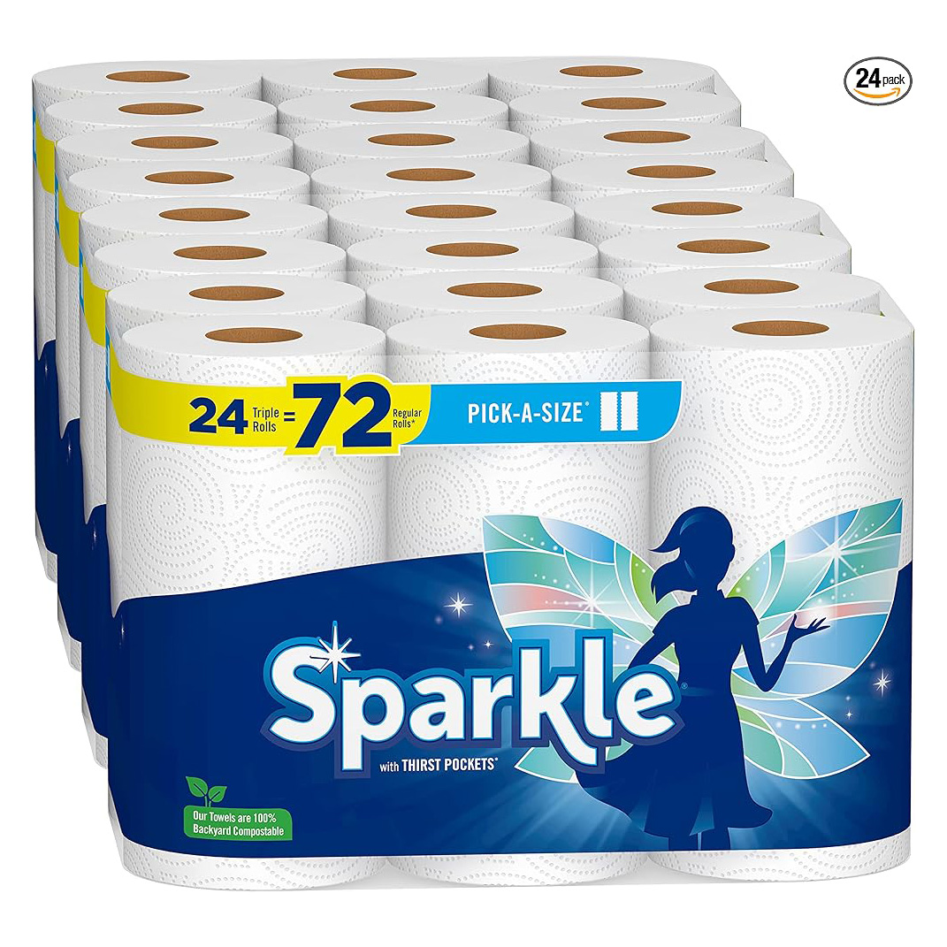 Sparkle® Pick-A-Size® Paper Towels, 6 Double Rolls = 12 Regular Rolls