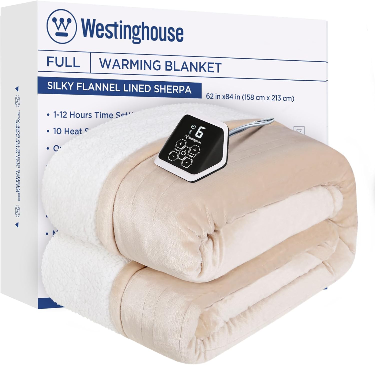 Westinghouse Heated Throw Blanket, Soft Flannel to Sherpa Electric Throw with 6 Heating Levels, 2-10 Hours Time Settings, Fast Heating, Machine Washable 50x60 Inch, Charcoal