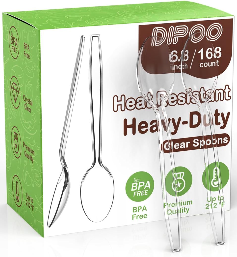 360 Count Plastic Silver Ware Heavy Duty, 120 Forks, 120 Spoons, 120 Knives, Heat Resistant & BPA Free Disposable SilverWare, Disposable Cutlery set, Premium Clear Utencils for Party Supply