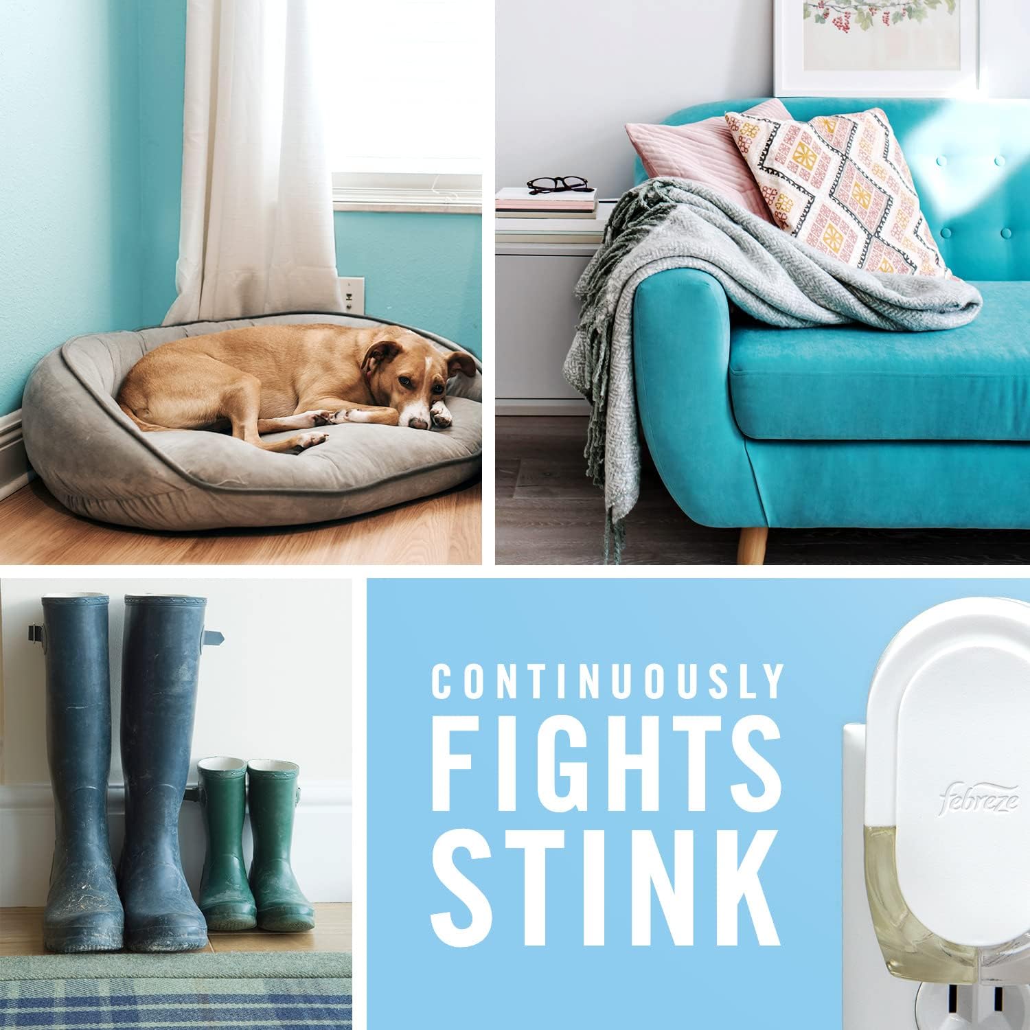 Febreze Plug in Air Fresheners for Home, Air Freshener Plug in, Wall Diffuser, Ocean Scent, Odor Fighter for Strong Odors, 1 Warmer + 2 Oil Refills