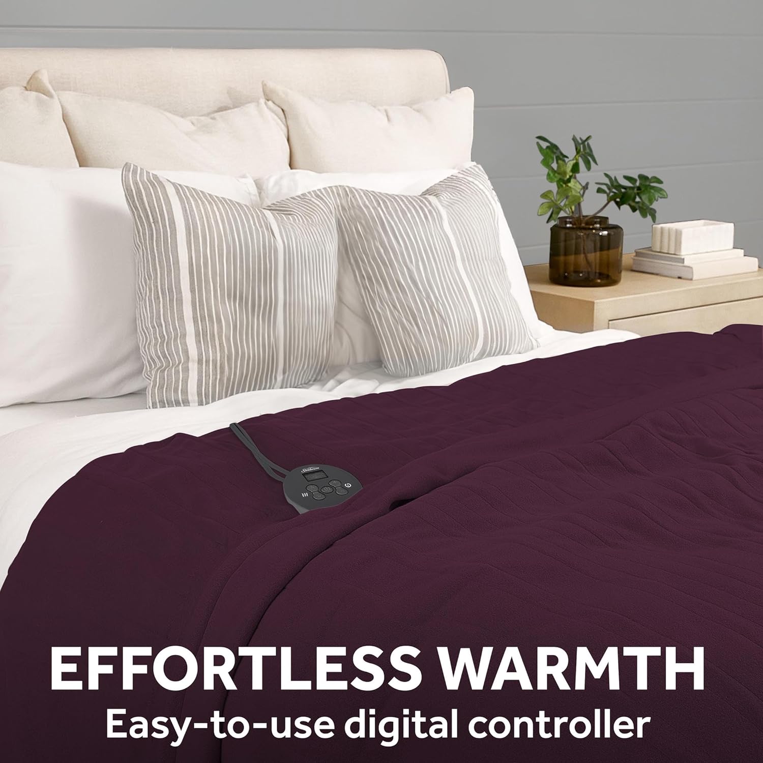 Sunbeam Royal Ultra Rodeen Blue Plaid Heated Personal Throw / Blanket, Cozy-Warm, Adjustable Heat Settings