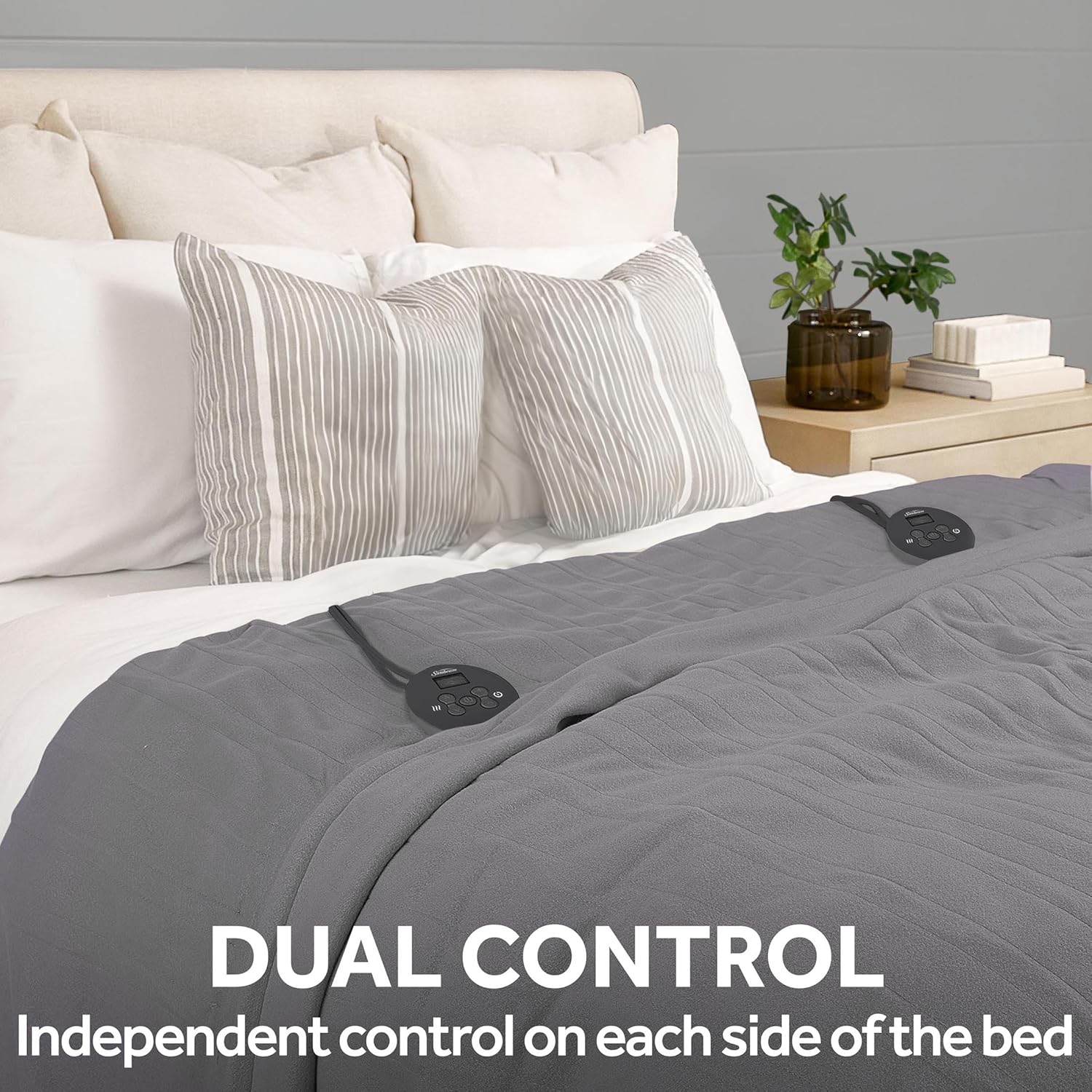 Sunbeam Royal Ultra Rodeen Blue Plaid Heated Personal Throw / Blanket, Cozy-Warm, Adjustable Heat Settings