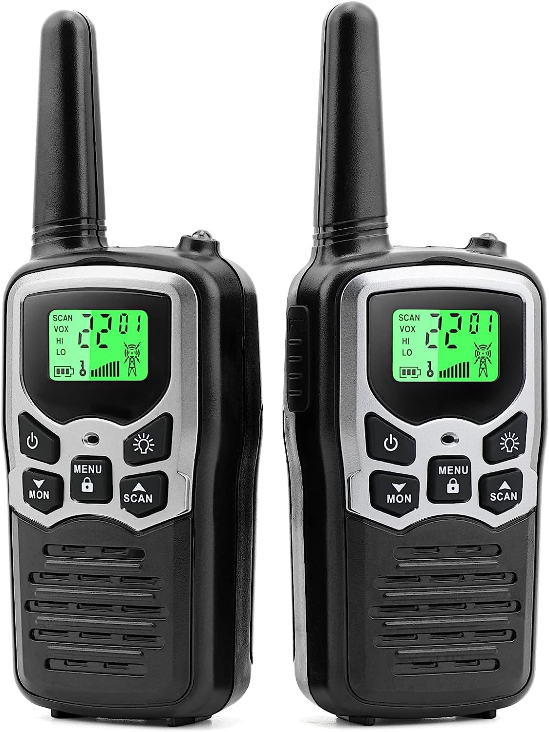 Walkie Talkies, MOICO Long Range Walkie Talkies for Adults with 22 FRS Channels, Family Walkie Talkie with LED Flashlight VOX LCD Display for Hiking Camping Trip (Orange 2 Pack)