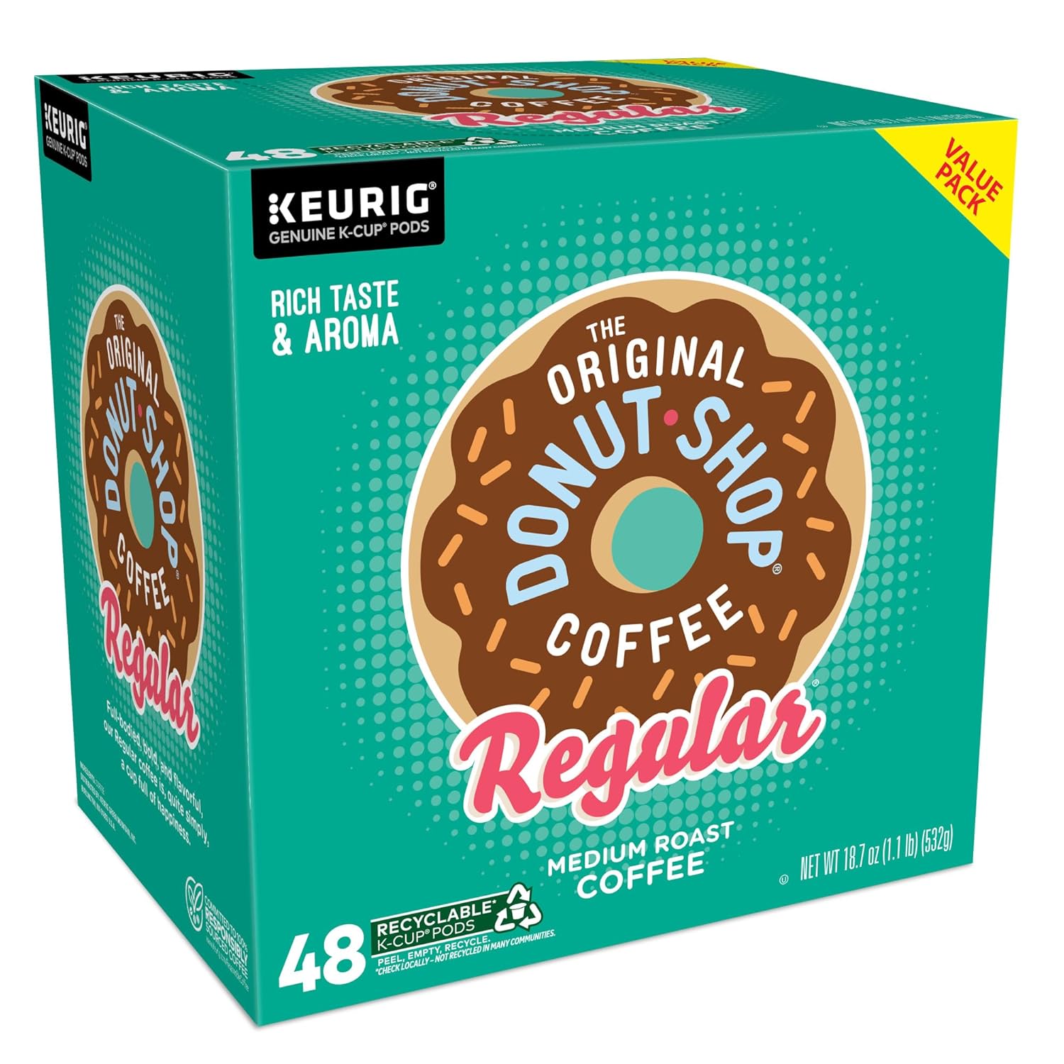 The Original Donut Shop Regular Keurig Single-Serve K-Cup Pods, Medium Roast Coffee, 96 Count