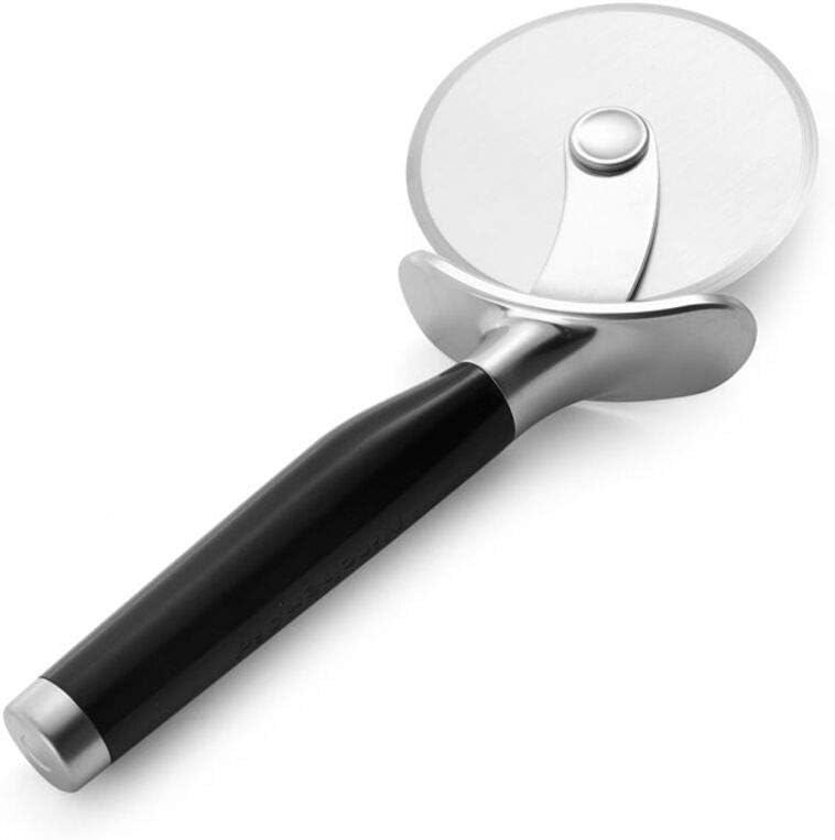 KitchenAid Classic Pizza Wheel with Sharp Blade For Cutting Through Crusts, Pies and More, Built In Finger Guard for Safety and Comfort Grip to Protect Fingers, Dishwasher Safe, 9-Inch, Black