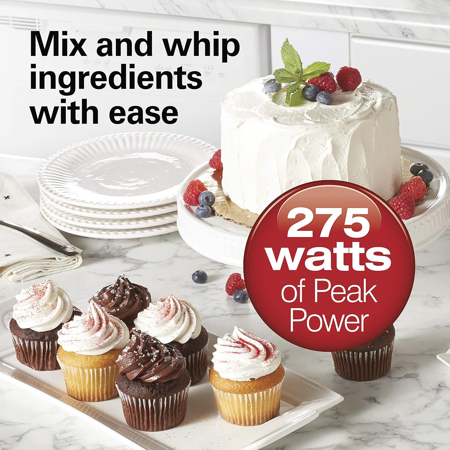 Hamilton Beach Power Deluxe 6-Speed Electric Hand Mixer with Snap-On Storage Case, QuickBurst, Beaters, Whisk, Powerful 250 Watt Motor, Bowl Rest, Black (62692)