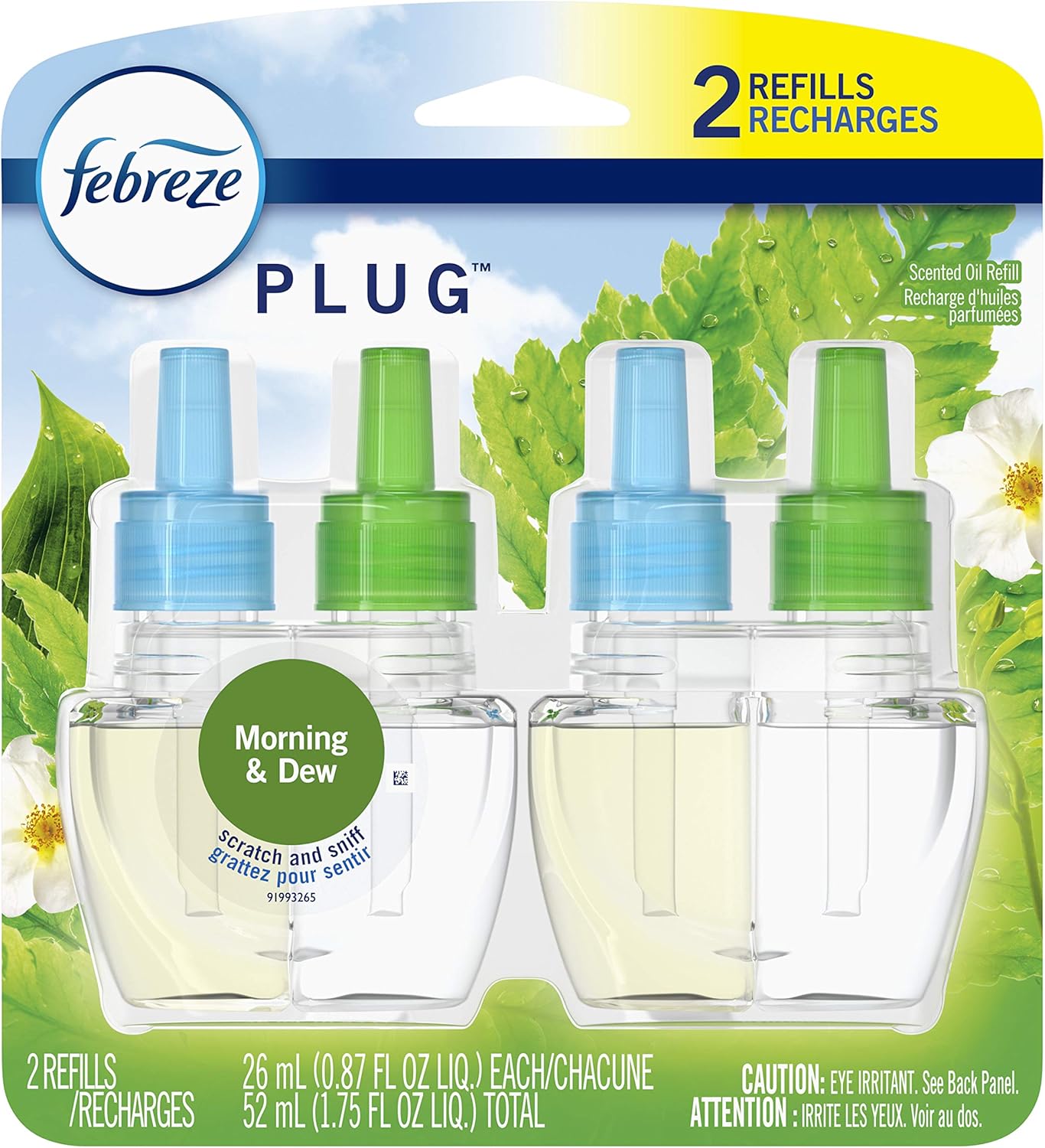 Febreze Plug in Air Fresheners for Home, Air Freshener Plug in, Wall Diffuser, Ocean Scent, Odor Fighter for Strong Odors, 1 Warmer + 2 Oil Refills