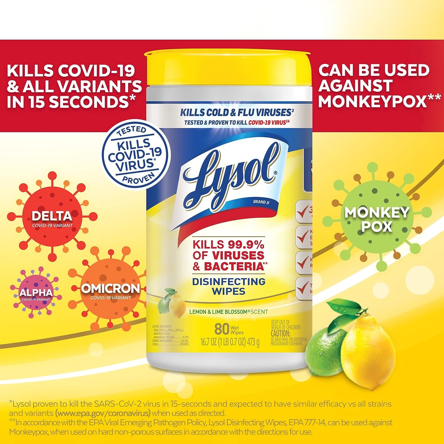 Lysol Disinfectant Wipes Bundle, Multi-Surface Antibacterial Cleaning Wipes, For Disinfecting & Cleaning, contains x2 Lemon & Lim Blossom (80ct) x1 Crisp Linen (80 Ct) & x1 Mango & Hibiscus (80 Ct)