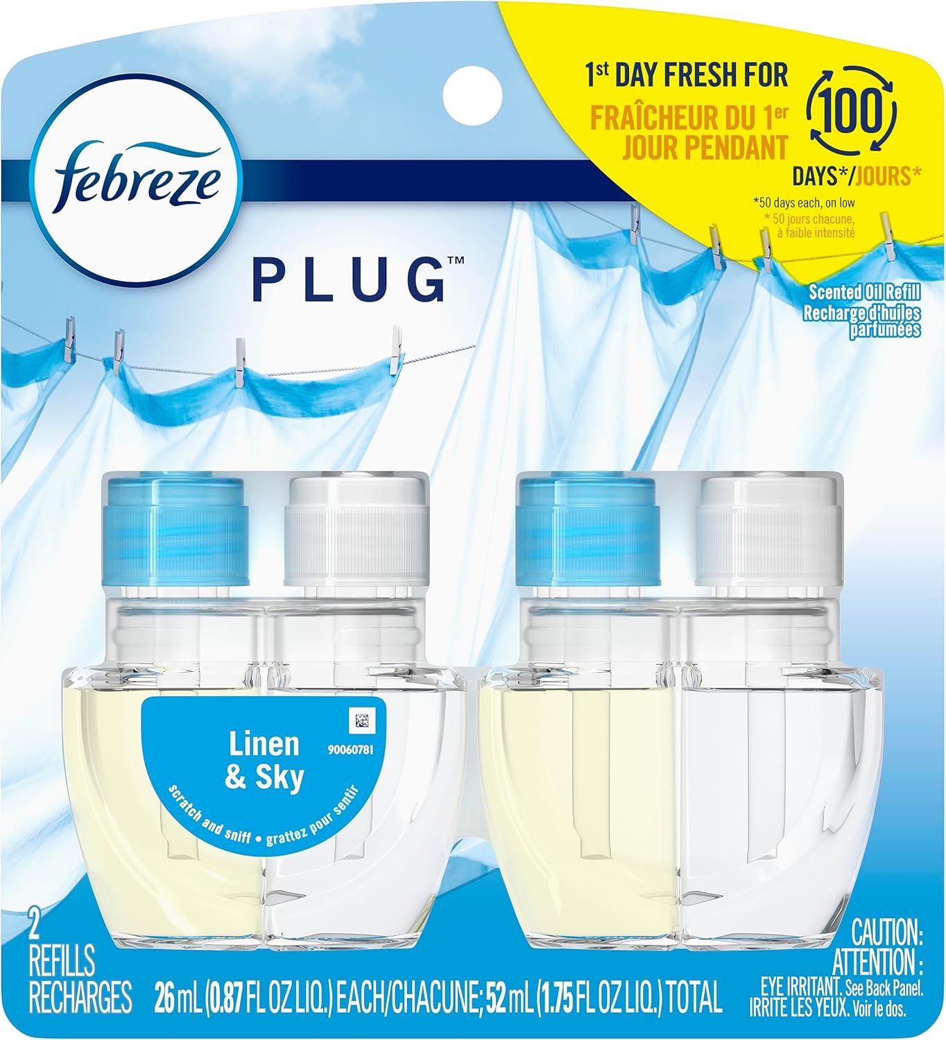 Febreze Plug in Air Fresheners for Home, Air Freshener Plug in, Wall Diffuser, Ocean Scent, Odor Fighter for Strong Odors, 1 Warmer + 2 Oil Refills