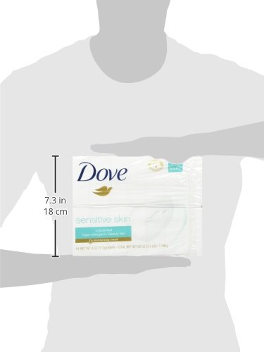 Dove Beauty Bar More Moisturizing Than Bar Soap for Softer Skin, Fragrance-Free, Hypoallergenic Beauty Bar Sensitive Skin With Gentle Cleanser 3.75 oz 14 Bars