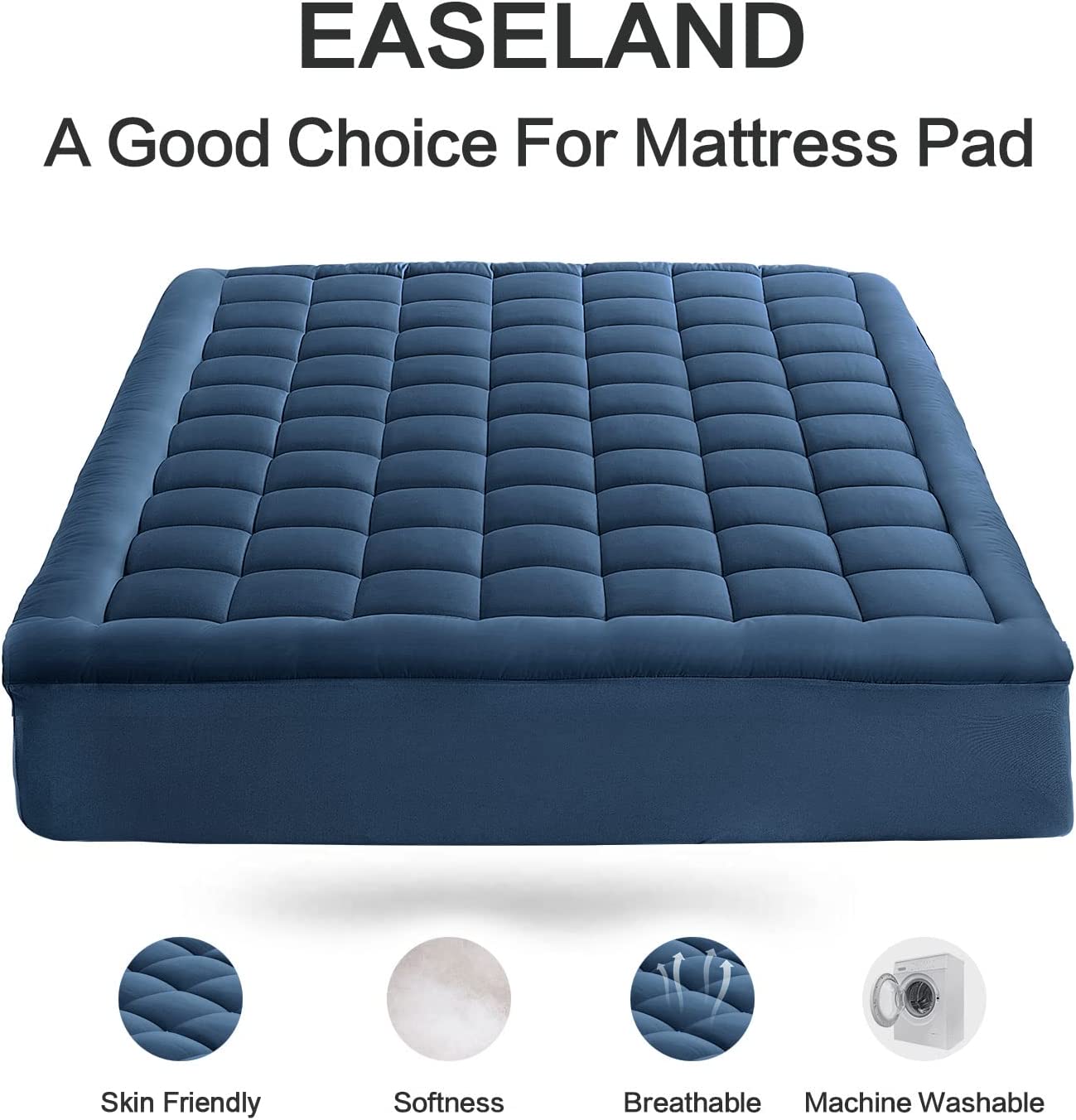 Queen Size Mattress Pad Pillow Top Mattress Cover Quilted