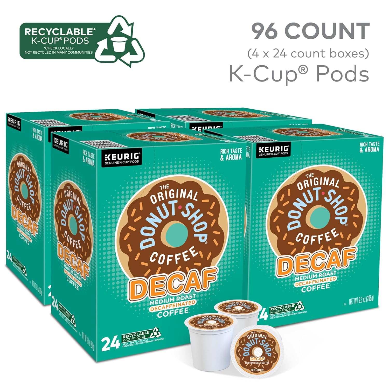 The Original Donut Shop Regular Keurig Single-Serve K-Cup Pods, Medium Roast Coffee, 96 Count